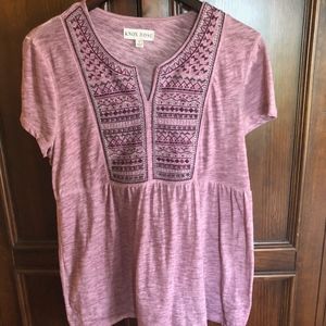 Knox Rose Short Sleeved Embroidered Top